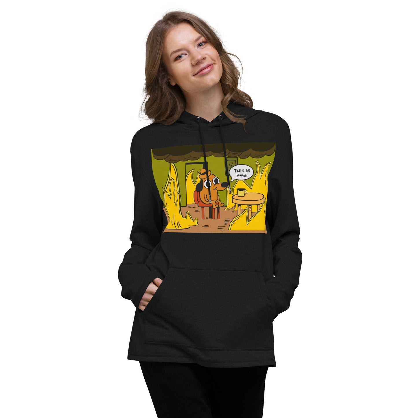 This Is Fine - Unisex Lightweight Hoodie