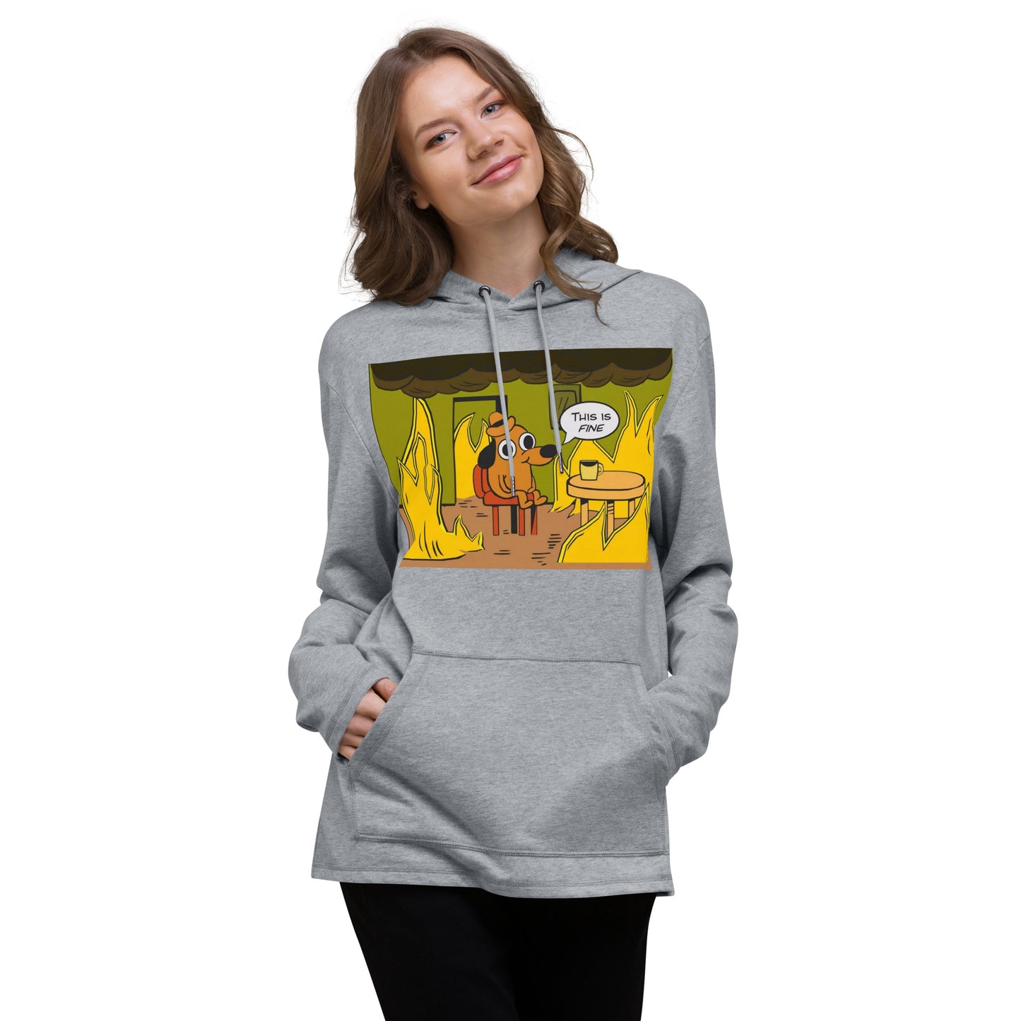 This Is Fine - Unisex Lightweight Hoodie